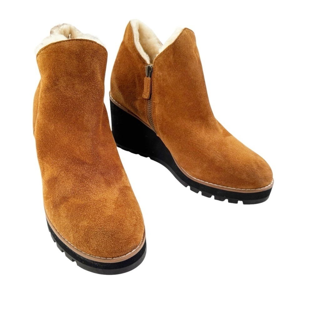 NWT Eileen Fisher Chalet Suede Wedge Bootie Chestnut Size 8.5 - Picture 6 of 14